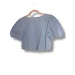 Abound NWT Blue Stripe  Lace-Up Puff Sleeve Top – Size L Photo 5