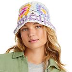 AQUA  Acrylic Granny Square Crochet Bucket Beanie Hat Multicolor Retro Coquette Photo 1