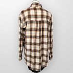 POL  Frayed Hem Oversized Plaid Flannel Button Down Top western/rodeo L Photo 6
