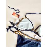 Cupshe NWT  X JoJo Escaping Denim Effect Bikini Top & Side Tie Bottoms Set Blue S Photo 8