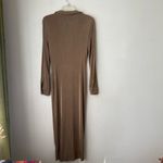 12th Tribe Brown Ruched Long Slevee Button Front Midi Dress M Photo 5