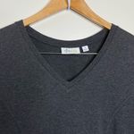 Denim & Co  Active Gray French Terry Dress Woman’s size Medium Pockets V Neck Photo 4