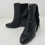 See By Chloe  Fringe Ankle Boot size 40 Black Wedge Bootie Photo 10