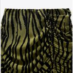ZARA NWT Animal Print High Waisted Ruched Mini Skirt Green Small Photo 2