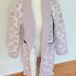 Cupcakes & Cashmere Sleepwear Luxe Robe Sweater Cardigan Lavender Bows Medium Purple Photo 0