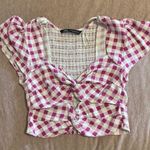 ZARA Pink Gingham Cropped Top Photo 0