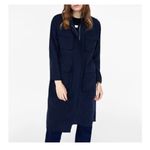 ZARA Navy Blue Cargo Trench Coat Size Medium Military Lightweight Photo 12