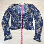 We The Free  Floral Crinkle Long Sleeve Button Up Cropped Top Medium Photo 5