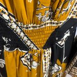 City Chic  black & mustard yellow patterned corset smocked top maxi dress size 16 Photo 5