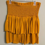 Anthropologie Saturday Sunday  Mustard Tiered Ruffle Bailee Skirt Size Medium Photo 0