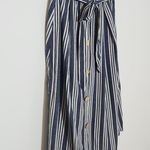 See You Monday  Skirt Size Large Striped Navy and White Button-Down Skirt Photo 3
