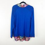 Investments Blue Floral Accents Long Sleeves V-Neck Shirttail Sweater, Size 1X Photo 1
