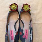Betsey Johnson  Black Floral Heels with Green Accents Photo 1