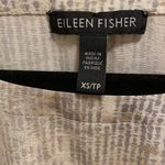 Eileen Fisher  Metaphor Print Almond Ballet 100% Silk Short Sleeve Blouse Photo 3