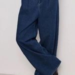 Good American Women's 90's Pleated Trouser Indigo Blue Jeans 6/28 X 33 - NWT Photo 0
