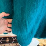 Vintage Teal Angora Blend Oversized Cardigan Open Front Knit Sweater Coat XL Blue Photo 6