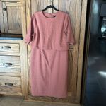 NWT Ann Taylor Elbow Sleeve Overlay Sheath‎ Dress Rose Pink Crosshatch Size 14 Photo 4