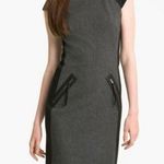 Rebecca Taylor  gray sheath dress with black leather Size 4 Photo 0