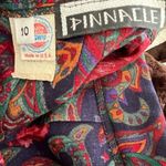 Vintage Pinnacle Blue Red Rayon Pleated Skirt 90s Paisley Boho Made in USA Sz 10 Photo 3