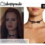 new ๑ aso TV’s Riverdale ๑ Leather Bow Choker ๑ Cheryl Blossom Madelaine Petsch Black Photo 1