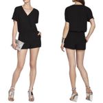 BCBGMAXAZRIA 🌞 Quincey Black V Neck Short Sleeve Romper #P Photo 2