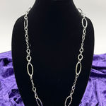 Banana Republic Silver Hammered Link Necklace Chunky Layering Statement Minimal Photo 0