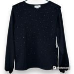 CALLIGRAPHIE womens size XS womens black pullover blouse rhinestones longsleeve Photo 10