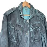 Free People  Double Cloth Jacket Military Drawstring distressed tie dyed Size S Photo 6