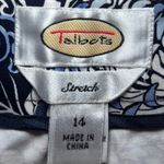 Talbots  Stretch Blue Black‎ White Floral Ankle Pants 14 Cotton Spandex Blend Photo 4