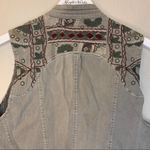 BKE  Outerwear womens brown embroidered zip up pocket motorcycle vest size L Photo 3