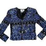 Vintage Papell Heavily Beaded Blue Jacket Geometric Sequin Formal Jacket Size 8 Photo 4