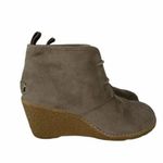 G.H. Bass & Co. Suede Wedge Booties Taupe Lace Up Ankle Boots Size 7.5 Gray Photo 2