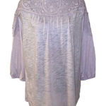 💖J. Jill Women’s Pale Orchid Crochet Sz Large Blouse✨ Purple Photo 0