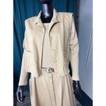 Stuart Alan Vintage 2 Piece Dress Set w/Vest Button Front Tan Maxi Dress Size 14 Photo 3