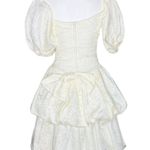 Vintage 80s Handmade Short Off White Retro Wedding Prom Dress Puff Sleeve Bow XS Photo 1