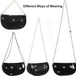 Rhinestone Purse Crystal Evening Clutch Bag Bling Handbags For Women With Pearl Chain and Metal Chain Photo 4