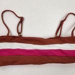 l*space L* Rebel Stripe Bikini Top Brown Pink Size Small NWT Photo 0