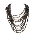 Vintage Amber Earth Tone Seed Bead Multi Strand Necklace with Wooden Belt Buckle Orange Photo 6