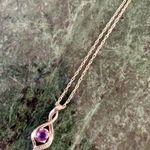Sterling Silver Amethyst And Diamond Flame Swirl Infinity Pendant Necklace 18” Purple Photo 0