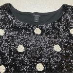 J.Crew Polka Dot Sequin Top XXS Black & Cream Short Sleeve Photo 1