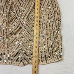 Temperance Dress M Beaded Sequin Strapless Cream Y2K Pom Bride Wedding Cocktail Tan Size M Photo 9