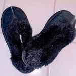 Black Genuine Leather with Faux Fur Lined Shoe Slipper Size 7 Photo 4