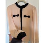 Xhilaration Y2K Coquette Long Sleeve Top Size Medium Bows Button Up Sheer Powder Pink Photo 2