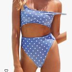 One Piece Womens Scoop Neck Cut Out Front Lace Up Back HighCut Monokini  Swimsuit Photo 0