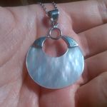 Mother of Pearl Sterling Silver Pendant Stainless Steel Necklace Photo 5
