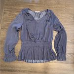 Philosophy Blue Women's Top pleating and ruching denim color soft feel medium Photo 0