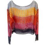 Maeve Anthropologie  Crochet Long Sleeve OS Top/ Beach Cover Rainbow Boho Relaxed Photo 3