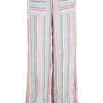 Ashley Stewart Womens 10 High Pant Flowy Striped Boho Grandmacore Linen Wide Leg Photo 0
