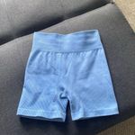 Blue seamless ribbed biker shorts Photo 0