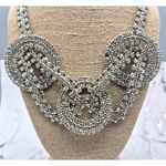 None Silver Tone Crystal Statement Necklace Large Links Runway 20" Prom Clubwear Photo 5